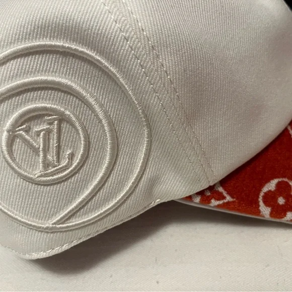 Louis Vuitton Orange and White Monogram Cap - Picture 2 of 6